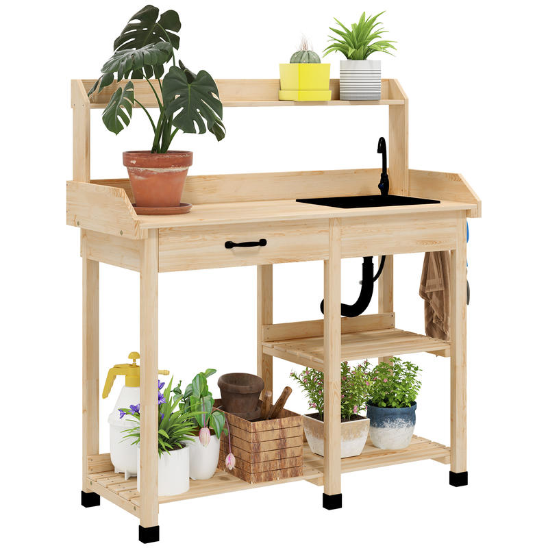 Woodworking Workbench - Potting Bench Table, Outdoor Garden Table
