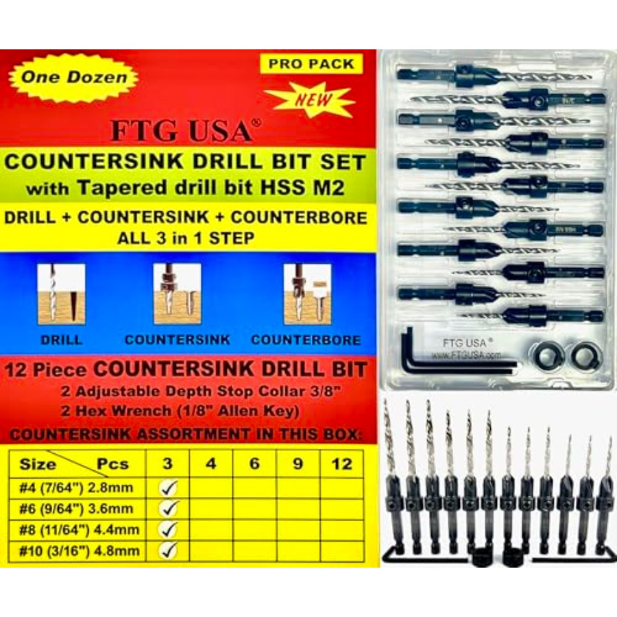 Woodworking Drill - Countersink Drill Bit Set # 7/6