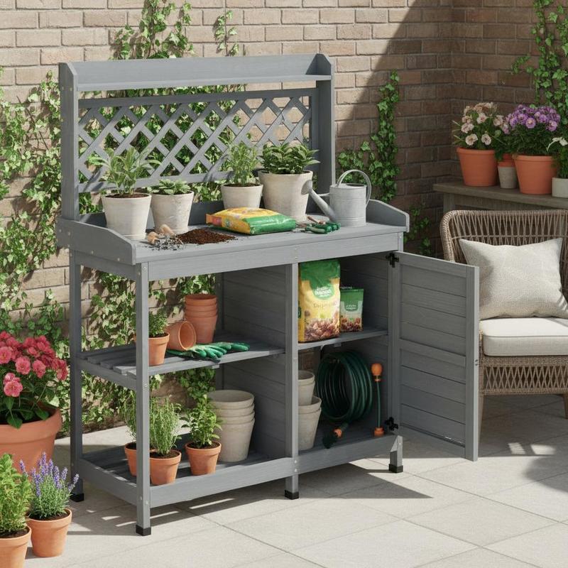 Woodworking Workbench - Potting Bench Table, Outdoor Gardening Wooden