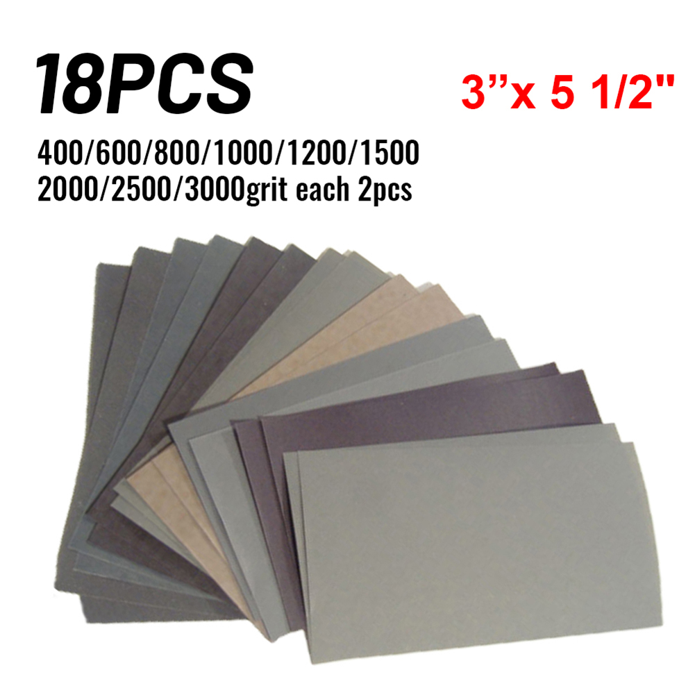 Woodworking Tools - 18pc Sandpaper 400-3000grit Sand Paper Water/Dry