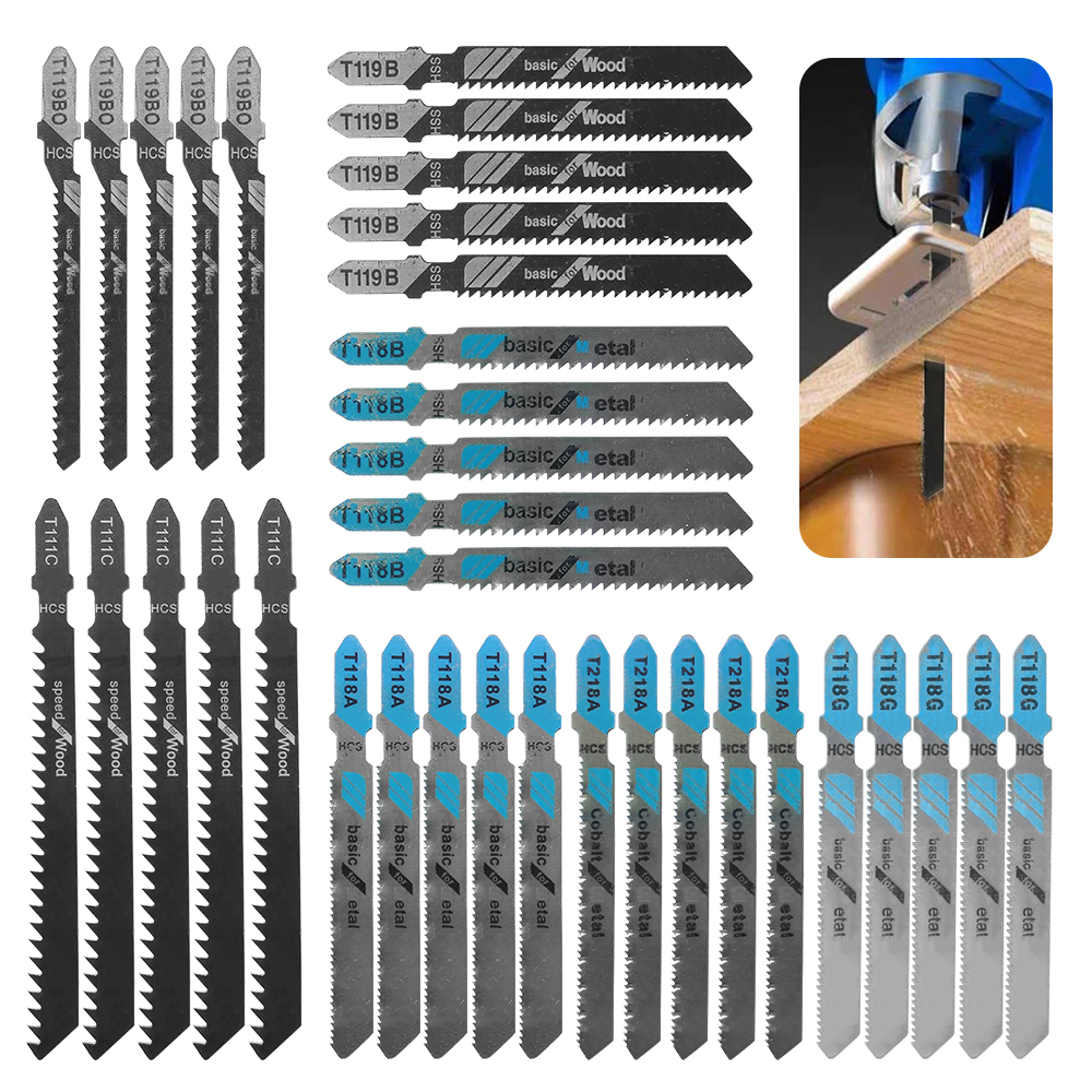 Woodworking Jobs - 35-Piece Jigsaw Blade Set, Mixed HCS