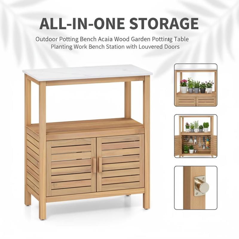 Outdoor Potting Bench Acacia W - Woodworking Workbench 리뷰 및 가격