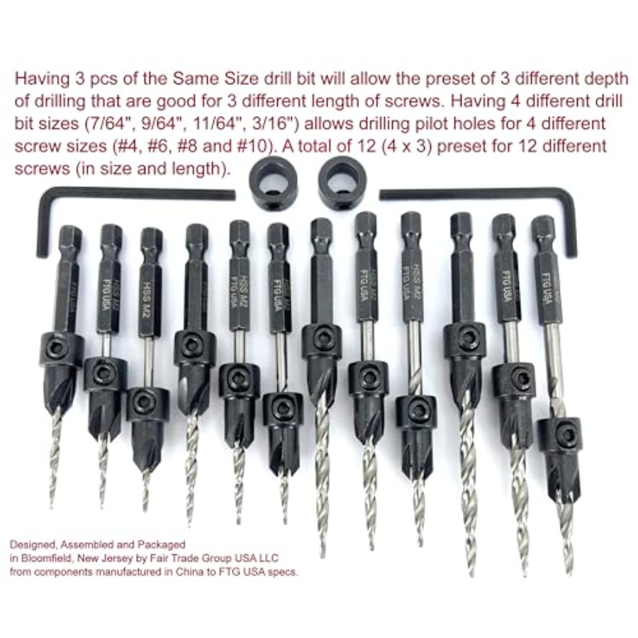 Countersink Drill Bit Set # 7/ - Woodworking Drill 리뷰 및 가격