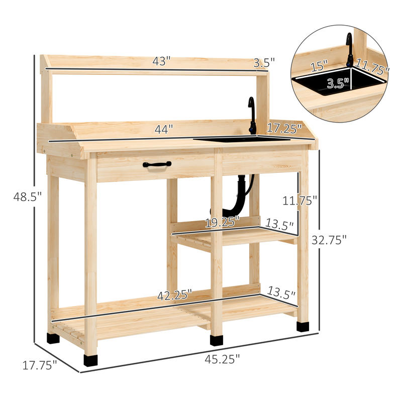 Outsunny Potting Bench Table,  - Woodworking Workbench 리뷰 및 가격