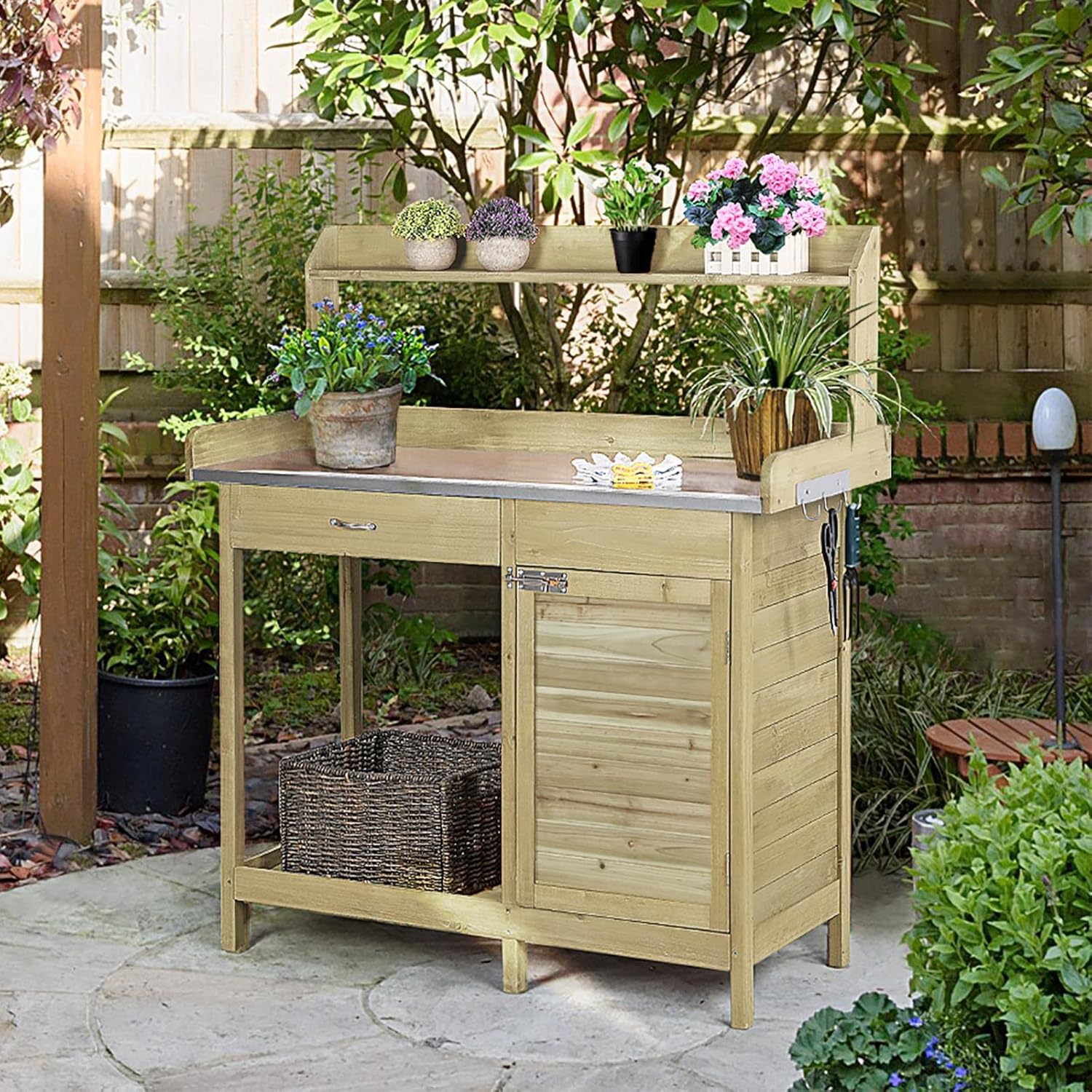 Outdoor Potting Bench Table, G - Woodworking Workbench 리뷰 및 가격