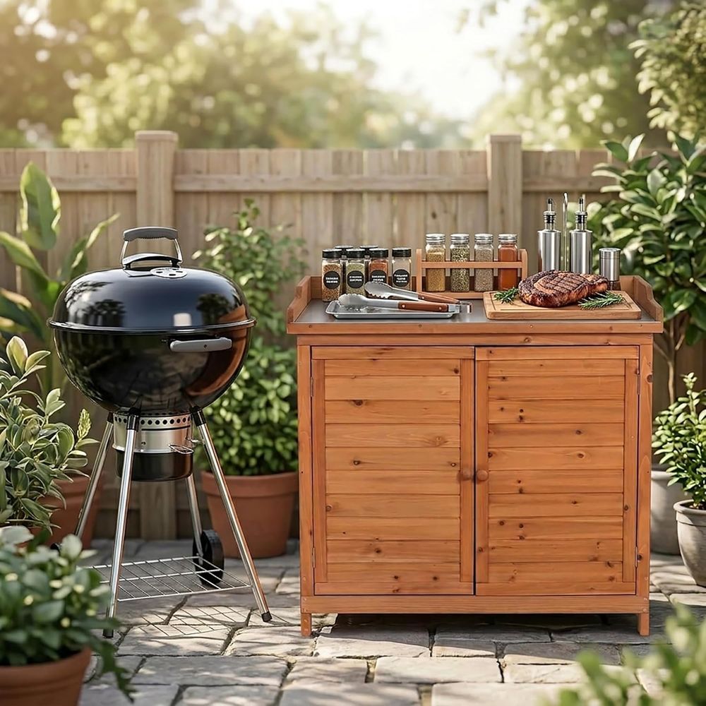 Outdoor Patio Wood Storage Cab - Woodworking Workbench 리뷰 및 가격
