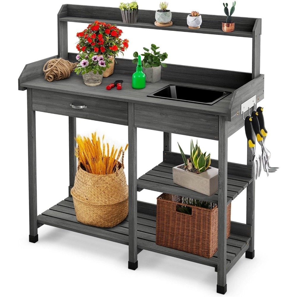 Potting Bench Table Patio Outd - Woodworking Workbench 리뷰 및 가격