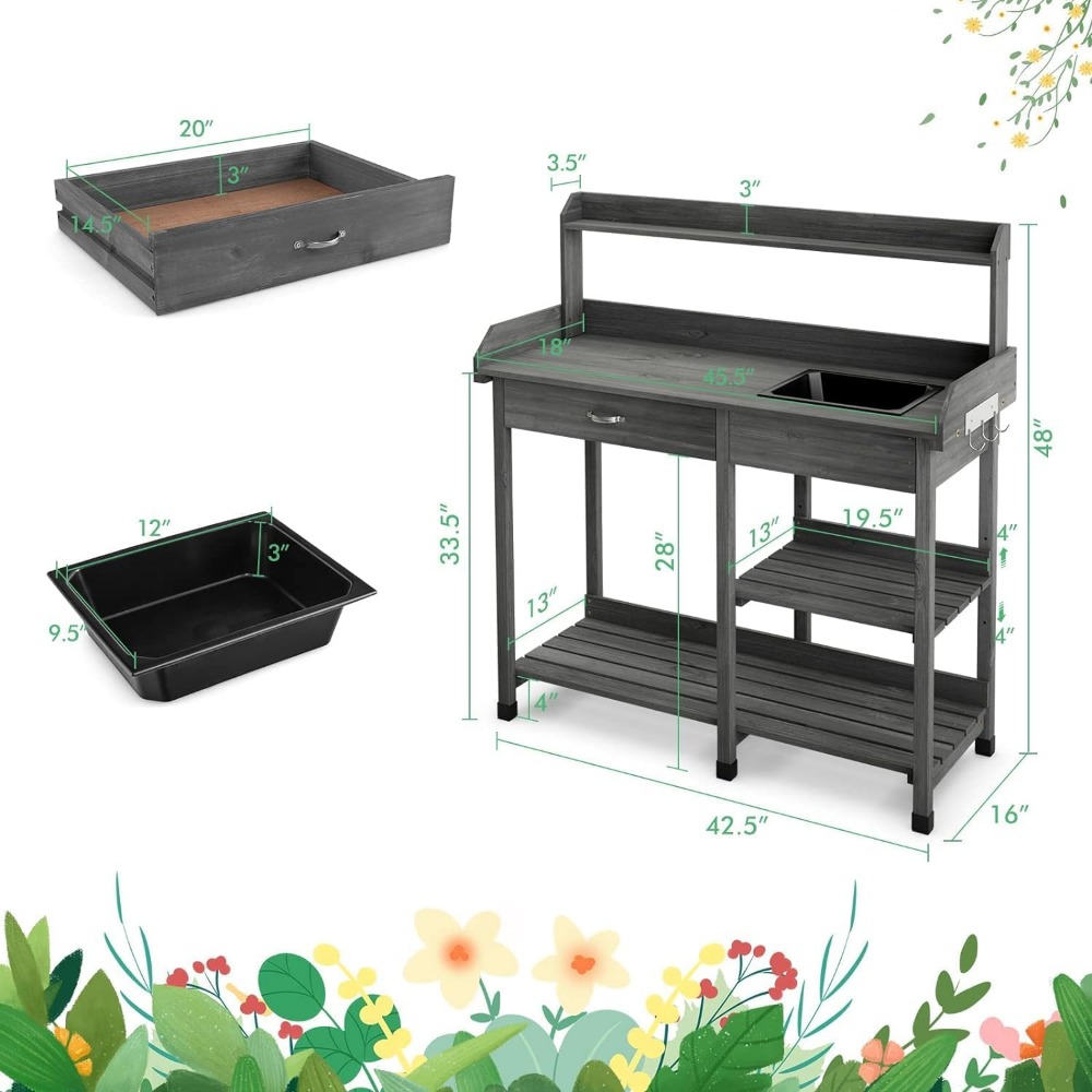 Potting Bench Table Patio Outd - Woodworking Workbench 리뷰 및 가격