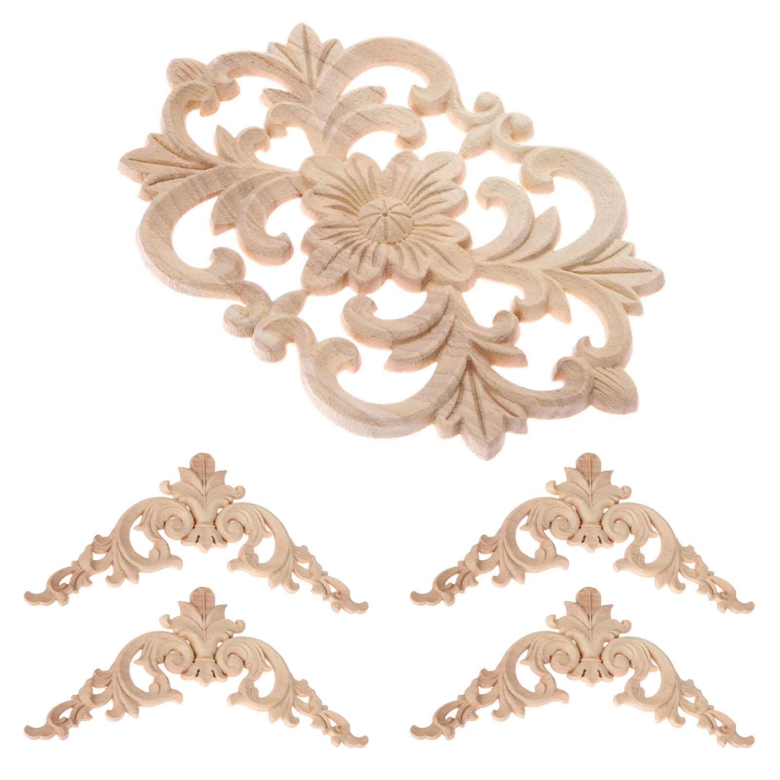 5Pcs 2 Size Flower Wood Appliq - Cabinet Scraper Set 리뷰 및 가격